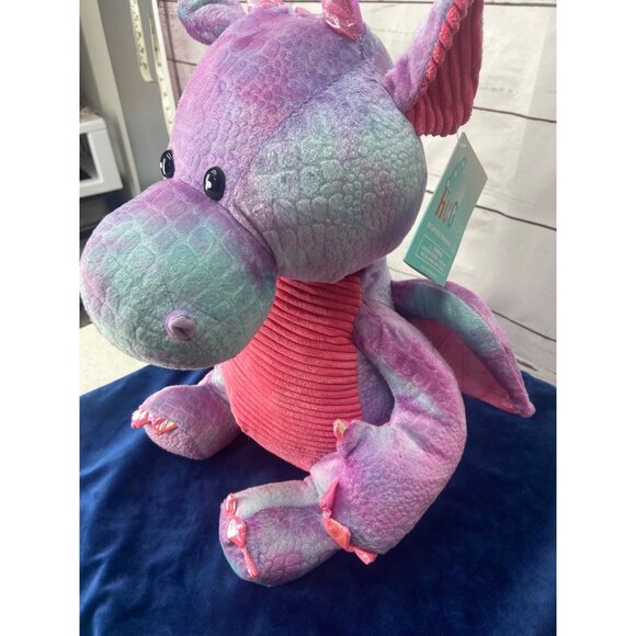 Hug Me Large Pink &‎ Purple Tie Dye Stuffed Dragon Plush - Picture 3 of 7
